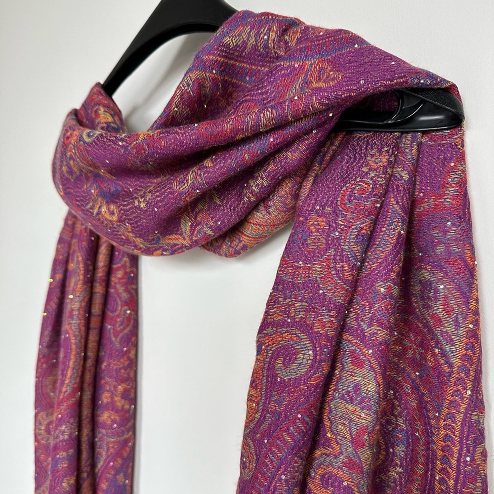 Purple Multi-Colored Sparkly Rhinestoned Pashmina Scarf Shawl Wrap